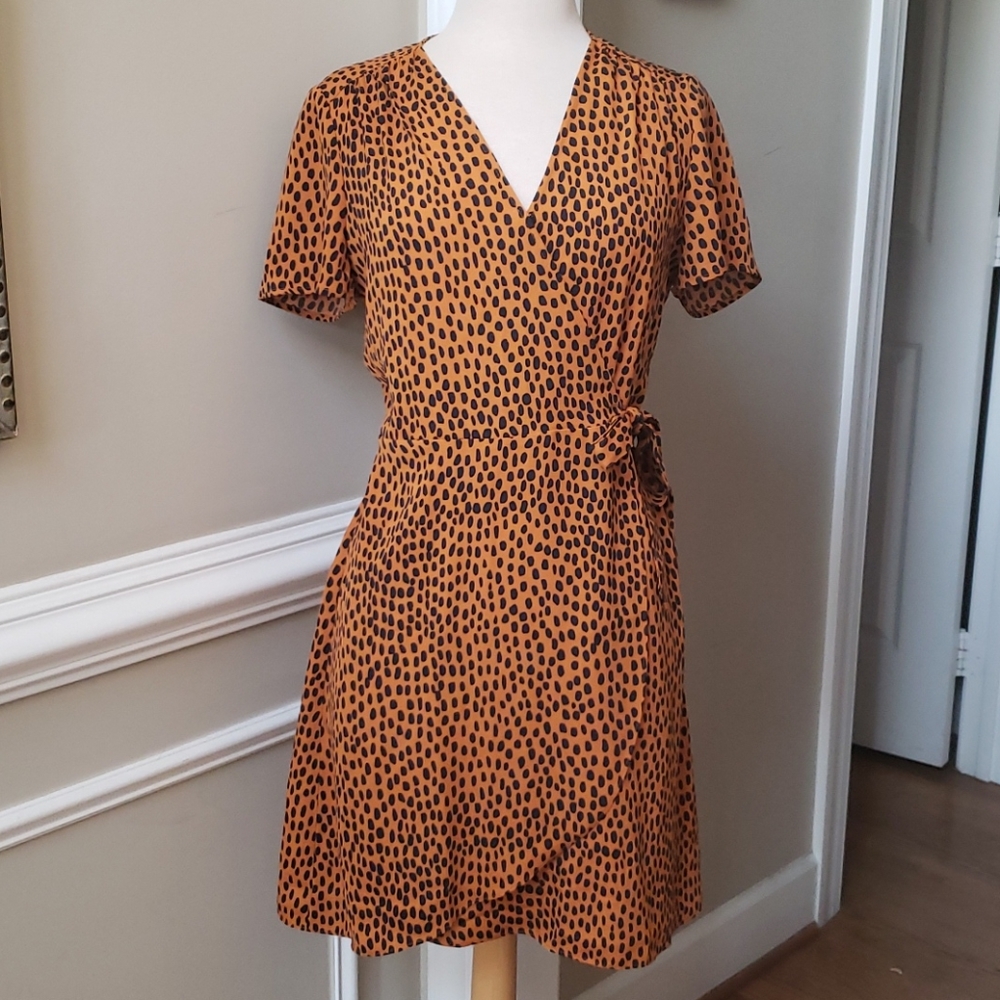 J Crew Drapey Twill Wrap Animal Print Dress
Size 6